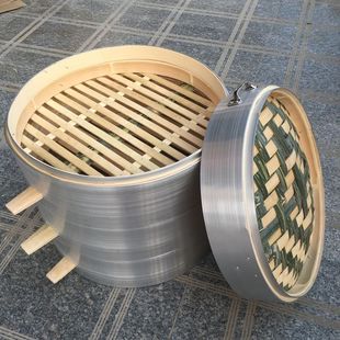 竹制蒸笼 加高厨师笼 蒸菜 加厚铝合金蒸笼 家用蒸笼大馒头包子