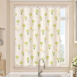 简易窗帘挂环式安装半遮光卡通飘窗小短窗出租屋挂环式家用小窗户