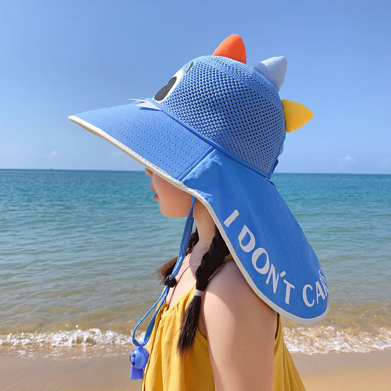 儿童遮阳帽夏季宝防晒披肩