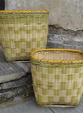 竹制品竹编家用采竹编织竹篮子采茶专用篓大人正方形竹编筐四方形