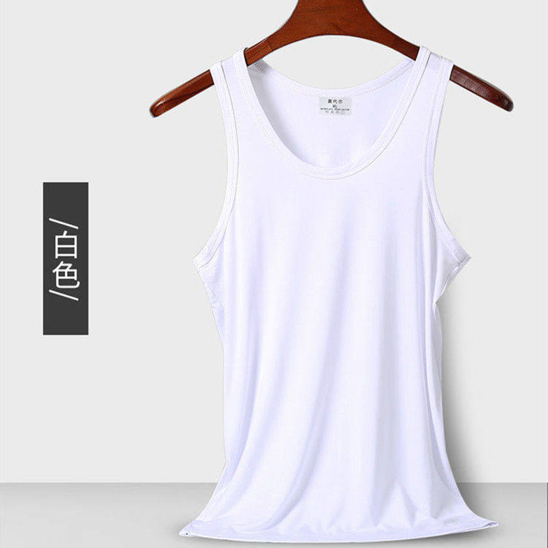 莫代尔男士背心男运动青年紧身打底T恤加肥加大码中老年跨栏汗衫