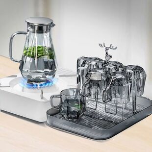 高档耐高温钻石高级茶壶玻璃水杯客厅水壶杯子杯架轻奢用套装