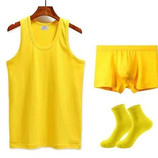 男士100%纯棉背心弹力打底汗衫夏季透气运动吸汗黄色男士背心新款