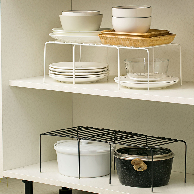 厨房橱柜内铁艺伸缩置物架家用柜子分层架下水槽沥水铁艺锅收纳架