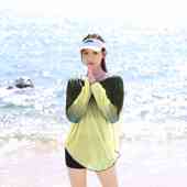 长袖 新款 泳衣女三件套罩衫 防晒渐变色微胖女孩洋气分体显瘦海边