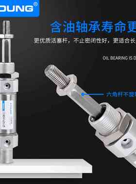 XYOUNG气动轴不旋转迷你气缸C85KN10-25六角活塞杆不锈钢迷你气缸