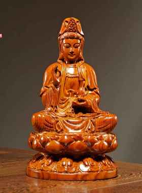 花梨木雕观音菩萨佛像摆件实木工艺品观世音家居红木客厅摆设公司