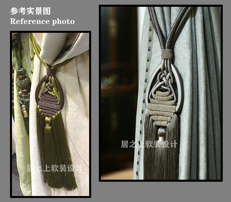 【单支价】新球挂古典扣红黄蓝流苏窗帘明清扎黑球绑绳中式绑带