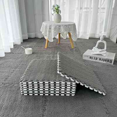 地毯卧室泡沫拼接地垫房间厚地板块全大面积打地铺黑色铺垫毛绒子