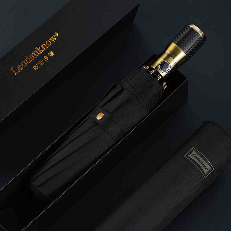 碳纤维手柄加大全自动雨伞高级商务折叠伞男超泼水防风10骨礼盒伞