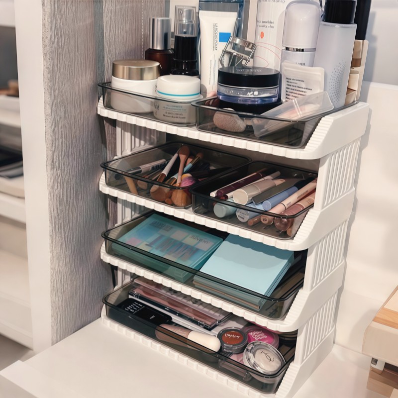 化妆品收纳盒宿舍桌面置物架口红面膜护肤刷多层抽屉式防尘大容量