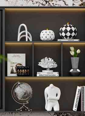 现代轻奢家居样板房高级感摆件客厅电视柜开放格壁龛小众软装饰品