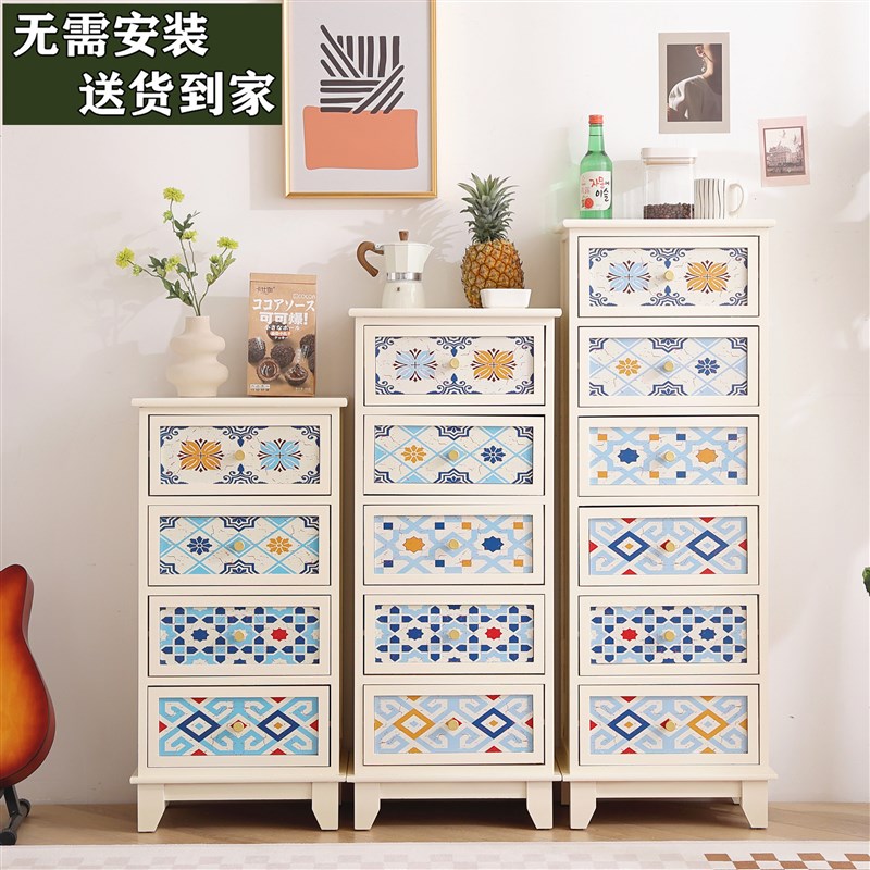 斗柜客厅边柜抽屉收纳柜卧室床头柜收纳木质窄柜子实木客厅收纳柜