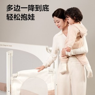 爱果乐拼接床婴儿实木加宽床边平接大床无缝可升降护栏宝宝儿童床