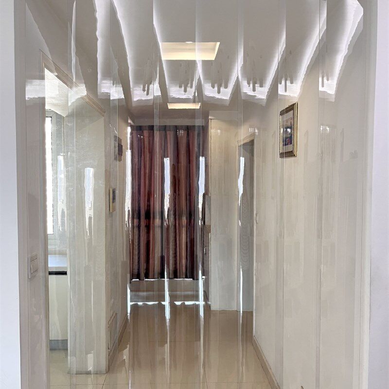 免打孔门帘透明塑料pvc皮帘子挡风隔断可推拉防尘防空调冷气挂帘