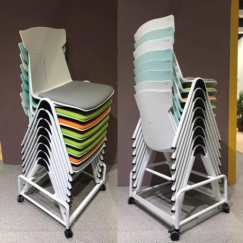 可叠落培训椅休闲 椅靠背椅无扶手会议椅简约现代职员办公洽