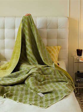 立体剪花毛毯午休毯盖毯子卧室沙发休闲毯珊瑚绒法兰绒绿色办公室
