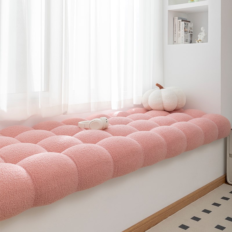 小雪球飘窗垫2024新款网红窗台坐垫奶油风轻奢高级榻榻米坐垫定制