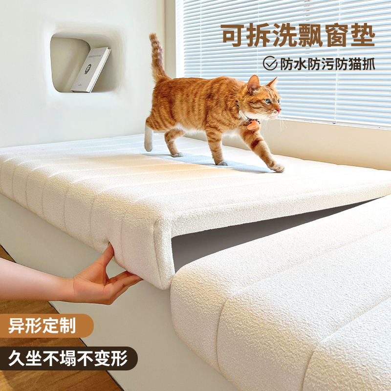 可拆洗泰迪绒飘窗垫窗台垫高端2024新款坐垫四季通用阳台垫子定制