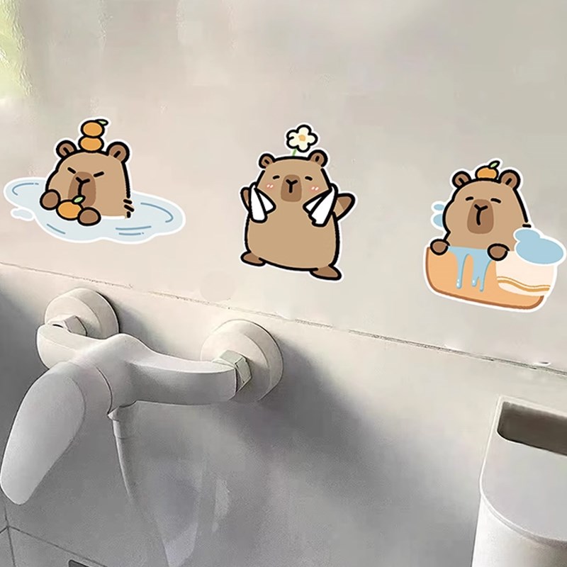 卡通可爱浴室墙贴卡皮巴拉瓷砖专用贴画美化装饰贴膜厕所防水贴纸