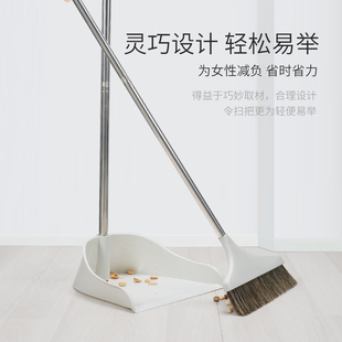家用不易粘发防静电马毛扫帚簸箕组合单个垃圾铲 纯猪鬃毛扫把套装