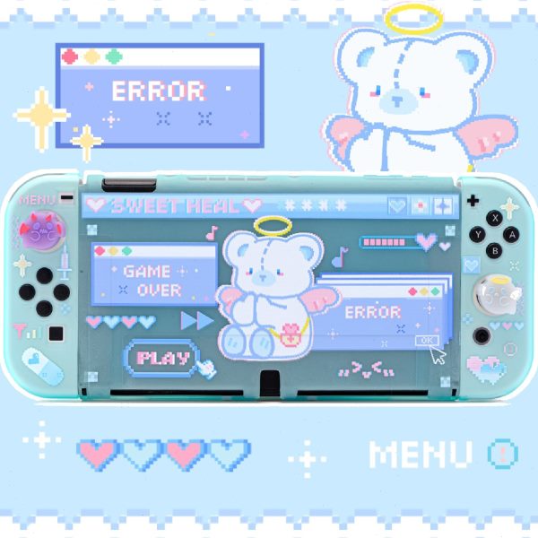 原创任天堂switch oled保护壳像素蓝色ns游戏机分体壳可爱