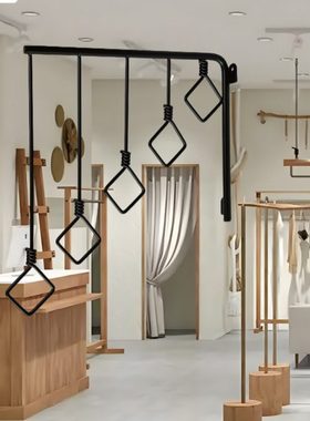 上墙梯形黑色菱形正挂架衣架阶梯高低错开挂衣打版酷黑实心展示架