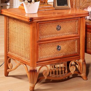 藤 藤木床头柜 实木床头柜 藤艺床头柜 藤编床头柜