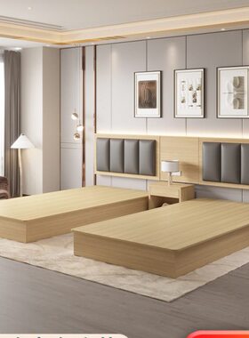 酒店家具标间全套定制床箱五星级全季汉庭客房双床民宿宾馆专用床