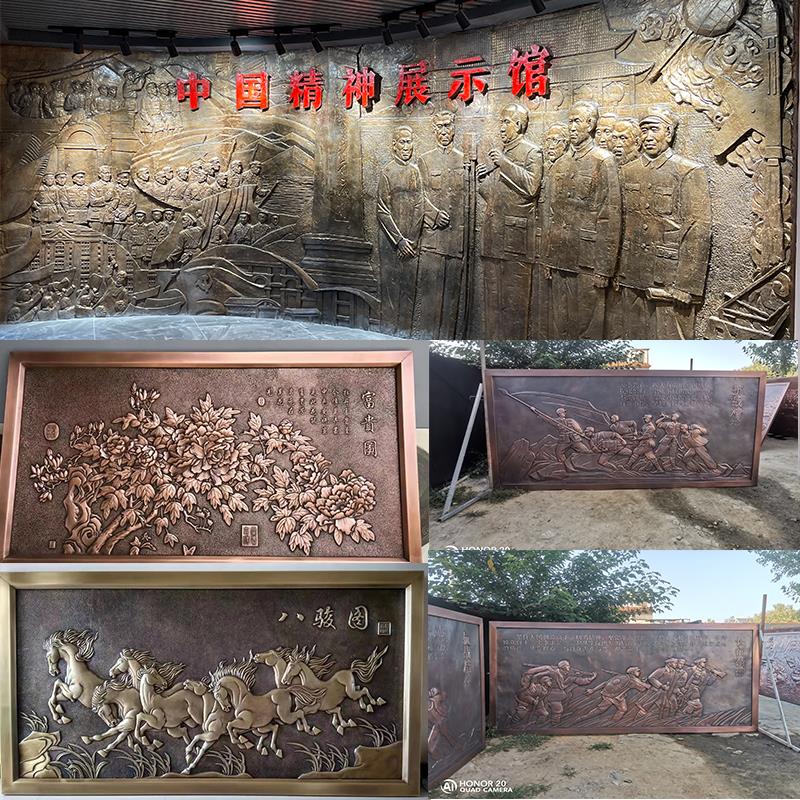玻璃钢仿铜锻铜砂岩人物壁画浮雕墙定制名人医院校园红军八路军