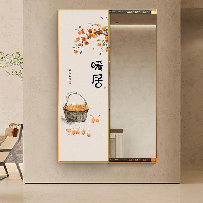 可关闭隐藏式试衣镜挂画玄关暗藏推拉全身镜隐形穿衣镜遮挡壁挂