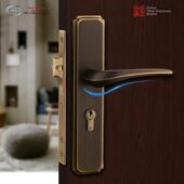 三环新型静音黄铜门锁卧室房间拉手室内实木门全铜锁三件套G35