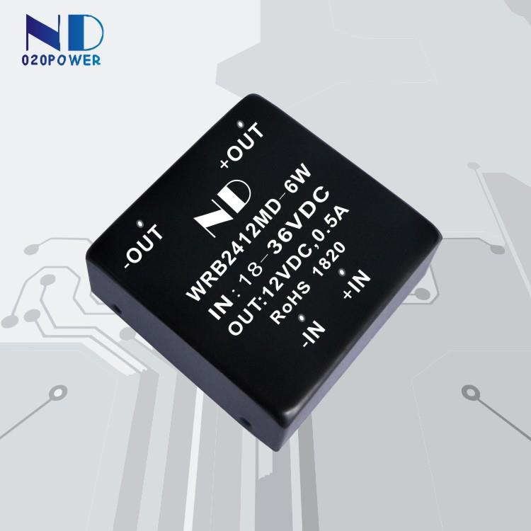WRB2412MD-6W稳压电源模块 24V转12V0.5A隔离降压变换器 低纹波