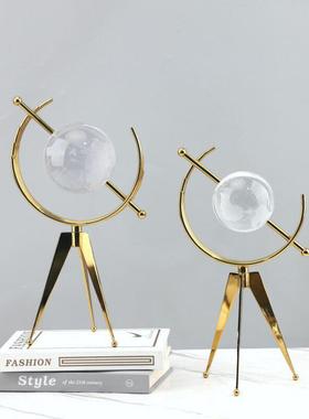 北欧创意几何金属水晶地球仪艺术装饰摆件客厅卧室玄关家居装饰品