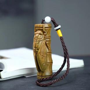 阿根廷绿檀一鸣惊人手把件檀木雕刻节节高升汽车后视镜竹子玩挂件