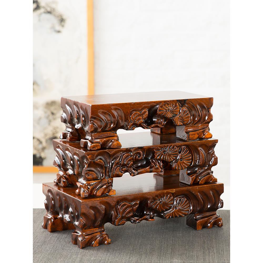 实木底座加高根雕奇石长方形正方形花盆泰山石鱼缸佛像承重木托盘