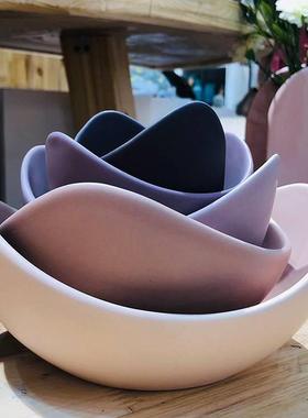 北欧莲花碗玄关桌面收纳摆件进门入户门口鞋柜放钥匙创意软装饰品