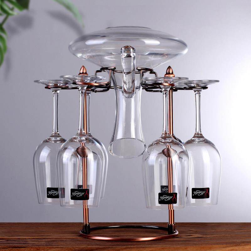 创意一体红酒杯醒酒器杯架悬挂倒挂高脚杯6只装家用红酒架摆件