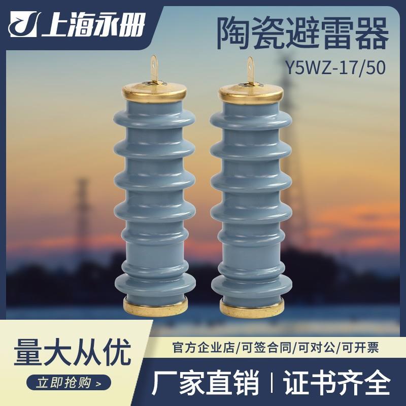 陶瓷避雷器Y5WS-17/50FT广式蓝色陶瓷10kv12kv白色高压阀式避雷器