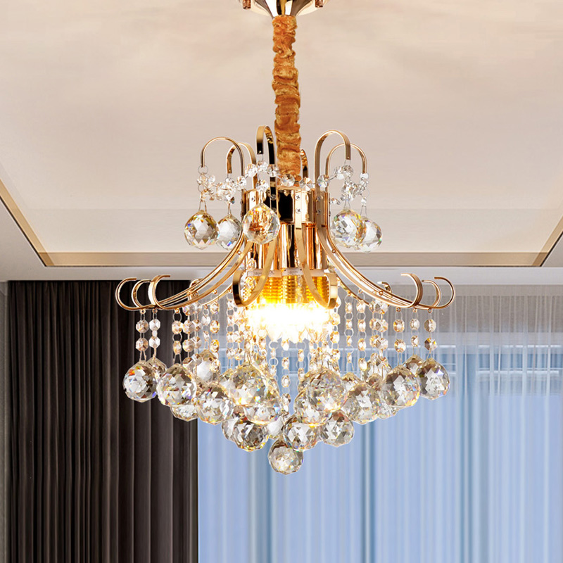 欧式门厅过道餐厅灯 美式入户玄关卧室水晶小吊灯吧台LED客厅灯饰