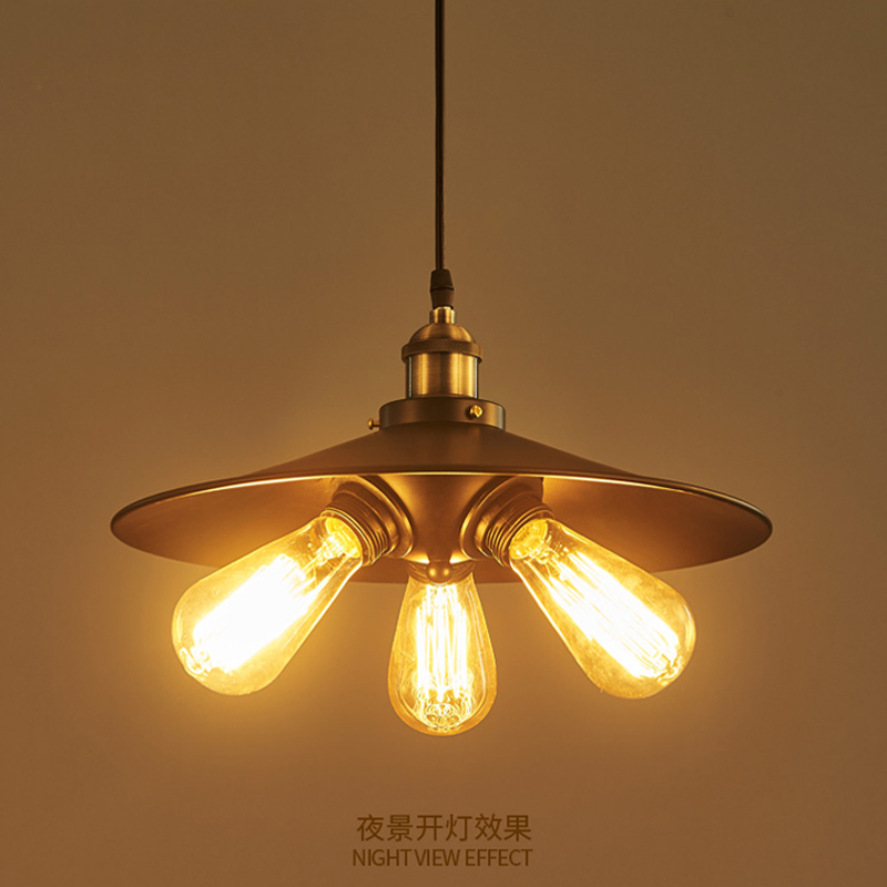 美式复古工业风吊灯酒吧吧台loft创意个性单头铁艺锅盖小餐厅灯具