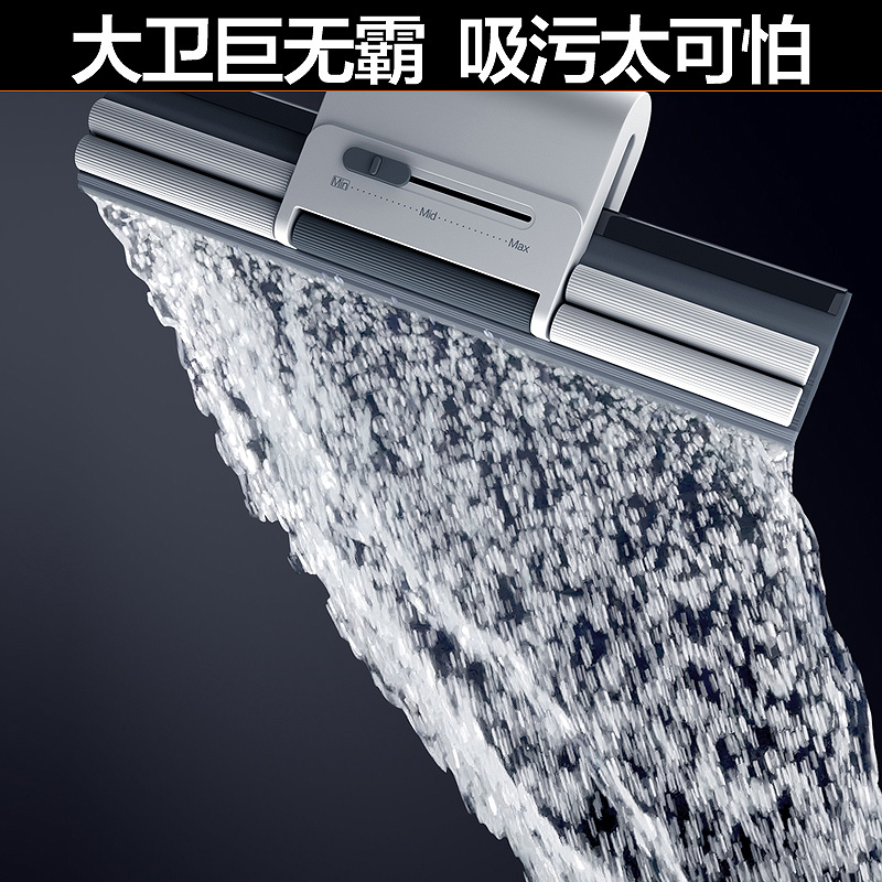 大卫胶棉拖把38cm加大号2022年新款海绵头拖双滚轮挤水家用免手洗