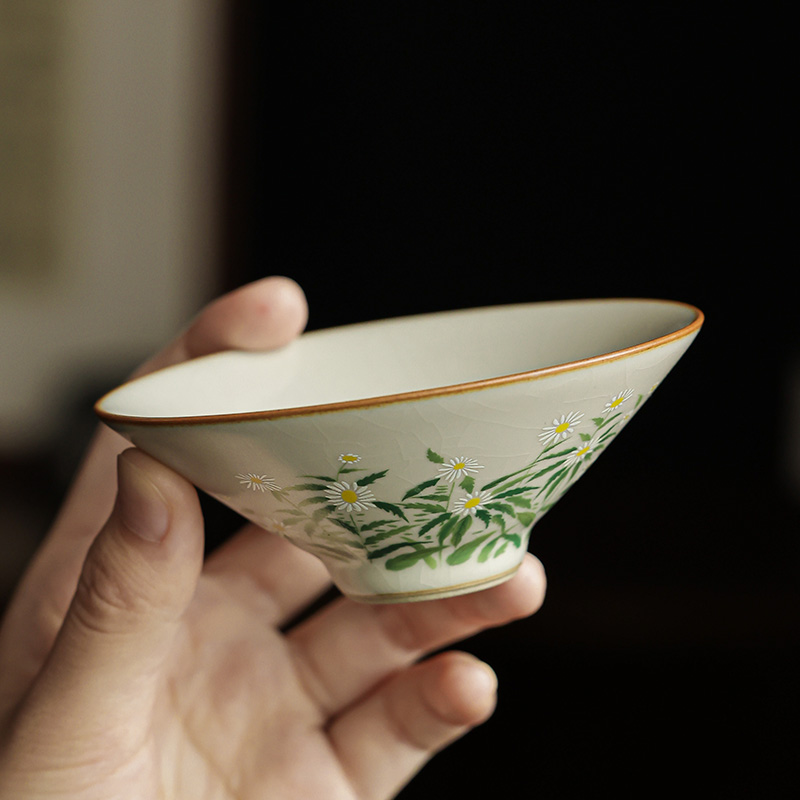 汝窑斗笠杯大号主人杯陶瓷茶杯家用单杯个人功夫茶具中式茶盏