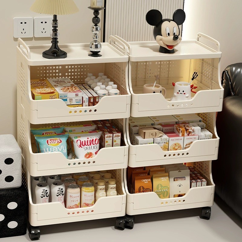 零食置物架小推车收纳架多层客厅高颜值落地式储物架整理架可移动