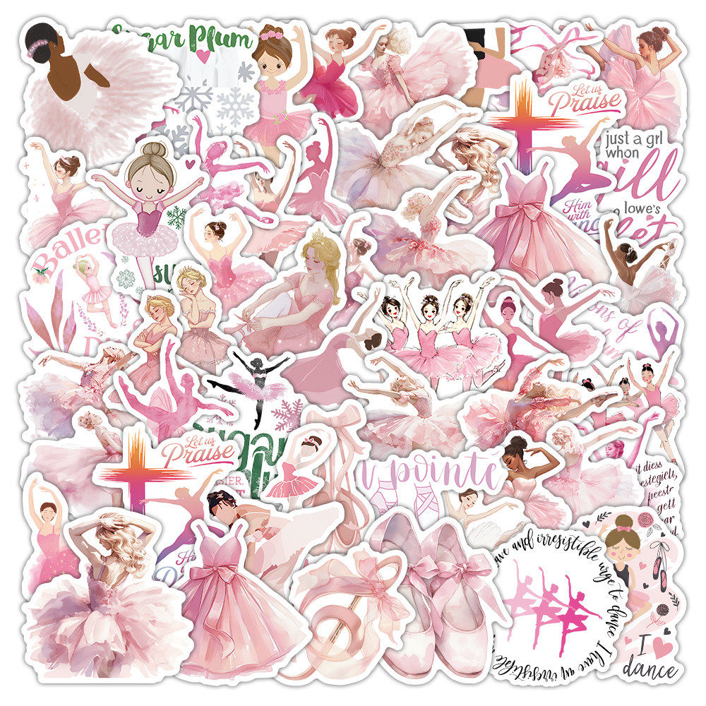 210张粉色芭蕾舞贴纸舞蹈生卡通文艺少女创意图案装饰防水小贴画,文具电教/文化用品/商务用品,贴纸/立体贴纸,淘宝优惠券,粉丝福利购,淘宝优惠卷