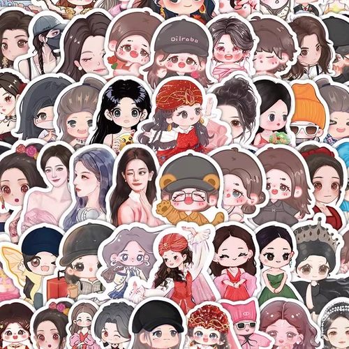 迪丽热巴Q版贴纸内娱高颜值女明星周边卡通创意涂鸦装饰防水贴画