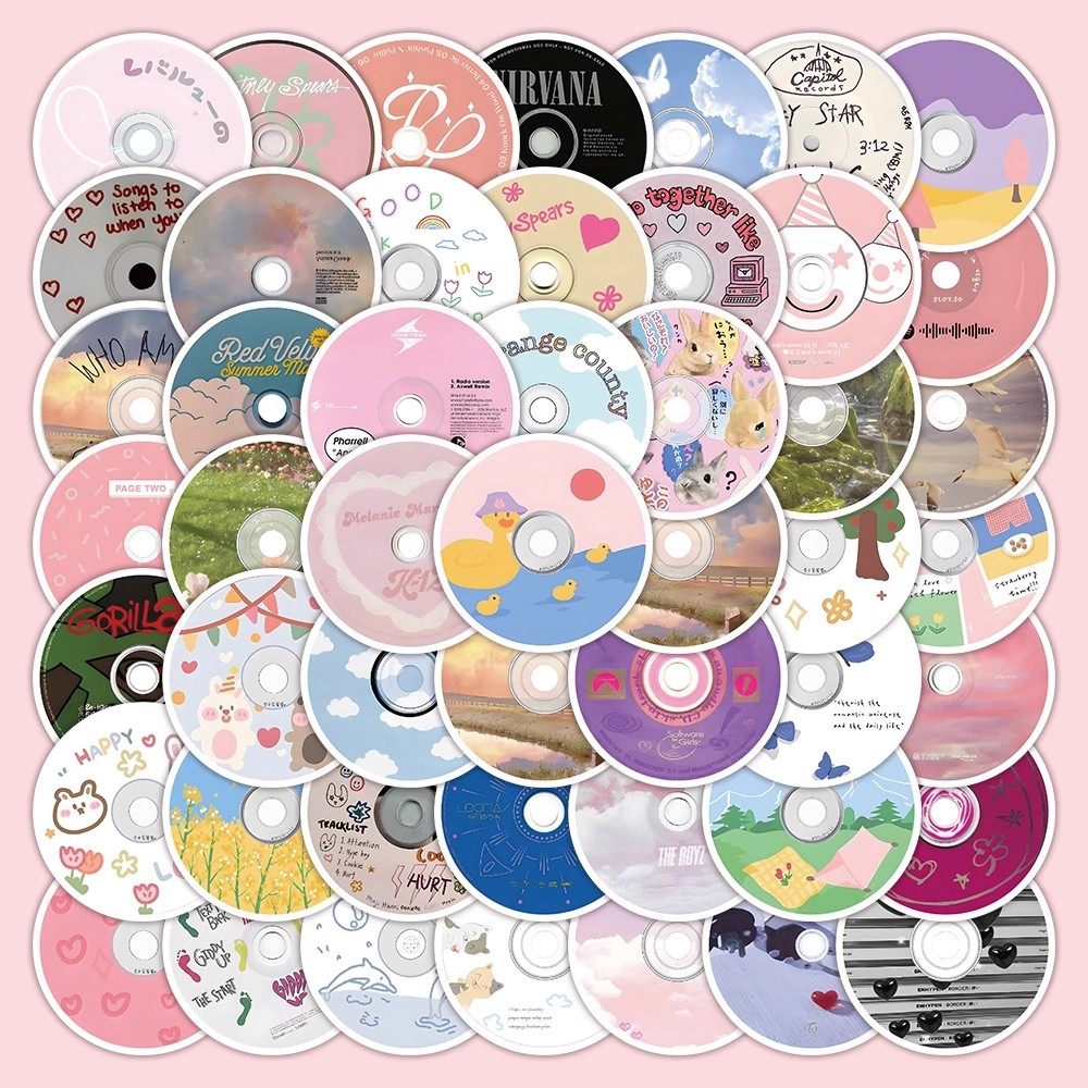 240张音乐元素贴纸韩系文艺范光碟卡通个性图案装饰水杯防水贴画