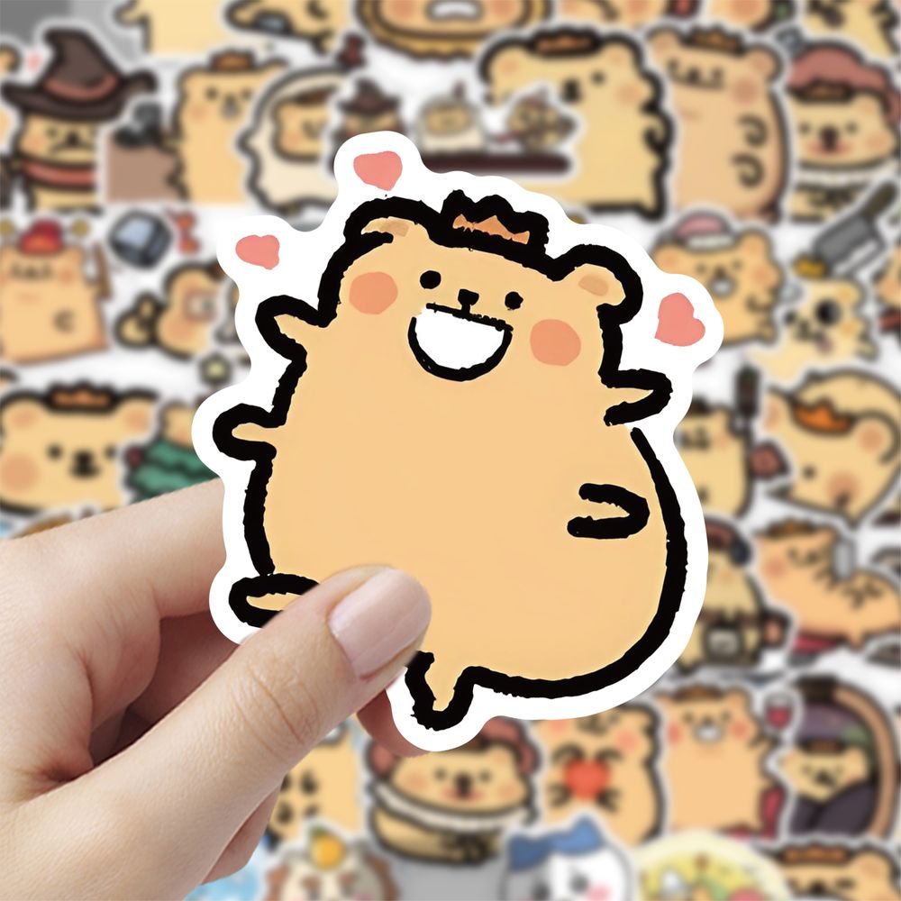 60张小熊虫表情包贴纸可爱卡通装饰手机壳笔记本电脑防水贴画diy