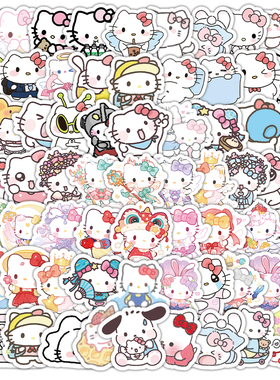 120张KT猫贴纸可爱卡通少女心小猫咪女孩儿童装饰行李箱防水贴画