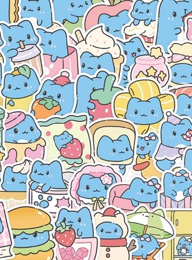 155张猫猫虫咖波贴纸BugCat-Capoo蓝色小怪物装饰行李箱防水贴画